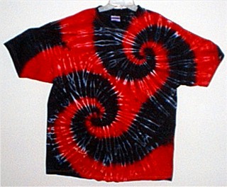 Fire Red and Jet Black Double Spiral Tie-dyed Tees